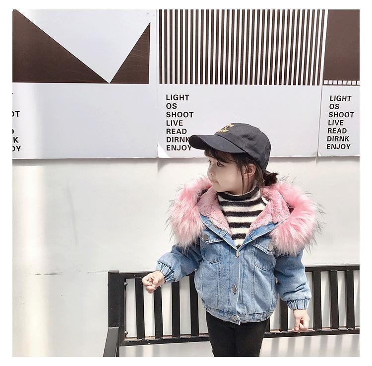 Molly Denim Fur Hooded Winter Coat Jacket