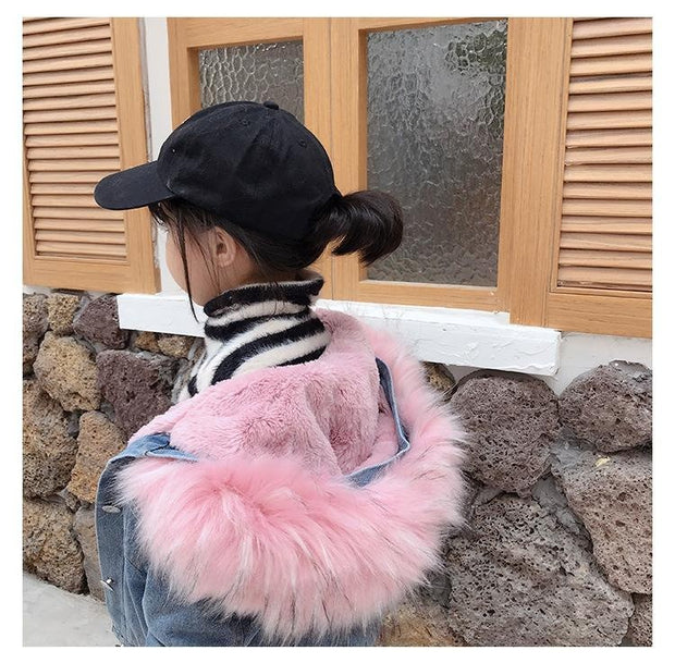 Molly Denim Fur Hooded Winter Coat Jacket