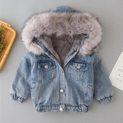 Molly Denim Fur Hooded Winter Coat Jacket