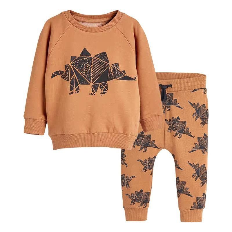 Geometric Dino Sweatshirt Set - MomyMall 2-3 Years