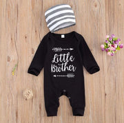Little Brother Romper with Striped Hat (3 Colors) - MomyMall Black / 0-3 Mo