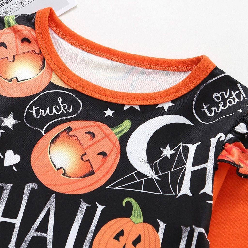 Girls Dress Long Sleeve Cartoon Halloween Print Costume 1-4 Years - MomyMall