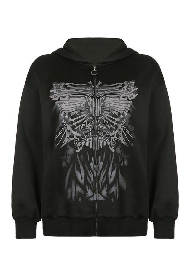 Goth Graphic Oversized Hoodie - MomyMall