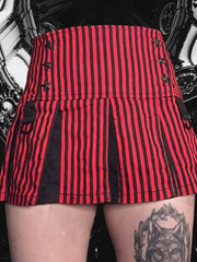 Gothic Patchwork Striped Pleated Mini Skirt