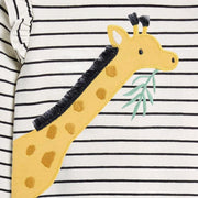 Giraffe Ruffle Patch Striped Long Sleeve Set