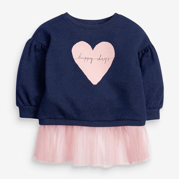 Happy Days Heart Sweatshirt Dress - MomyMall 2-3 Years