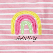 Happy Rainbow Stripe Ruffle Long Sleeve Set