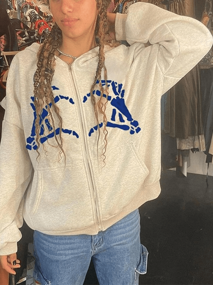 Sweat à capuche zippé motif cœur