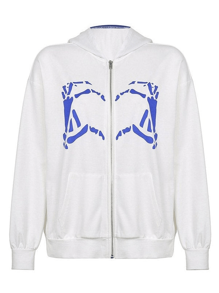 Heart Pattern Zipper Hoodie