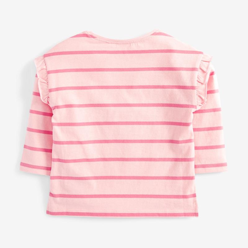 Sequined Heart Striped Long Sleeve Top - MomyMall