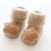 Heart & Star Plush Baby Socks - MomyMall Khaki / 0-6 Months
