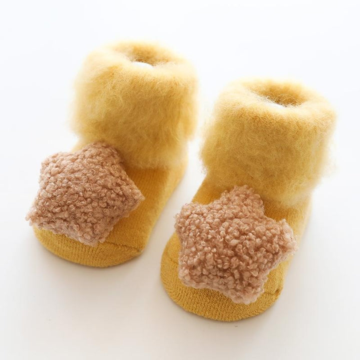 Heart & Star Plush Baby Socks - MomyMall Yellow / 0-6 Months