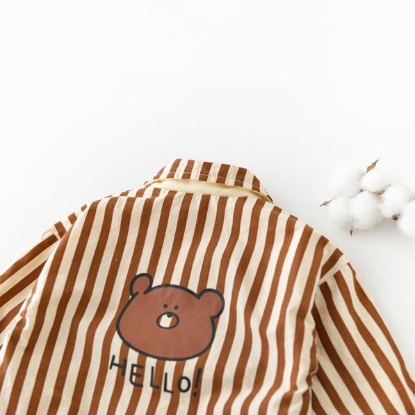 Hello Bear Striped Plush Baby Romper - MomyMall