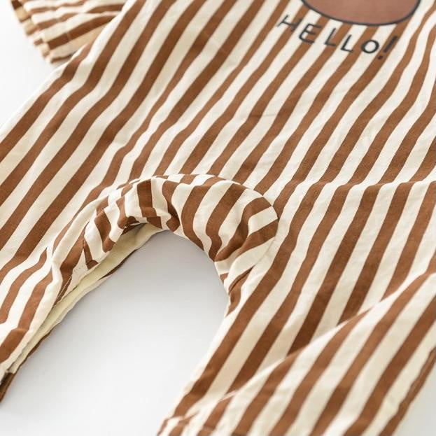 Hello Bear Striped Plush Baby Romper - MomyMall