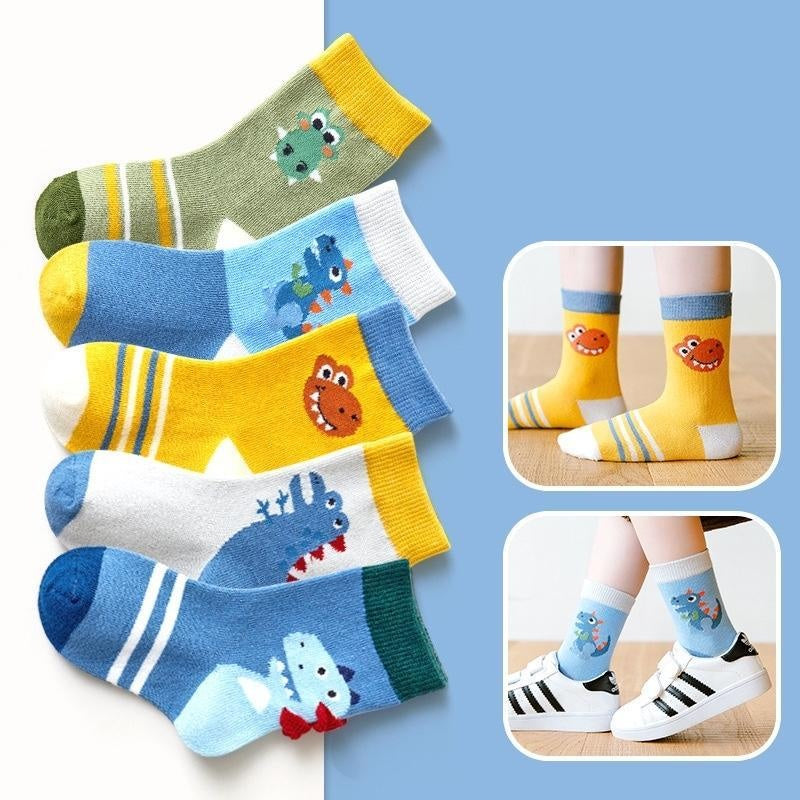 Hello Dino Cartoon Socks [Set of 5] - MomyMall