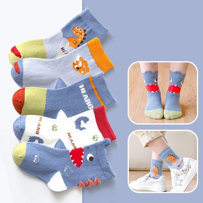 Hello Dino Cartoon Socks [Set of 5] - MomyMall