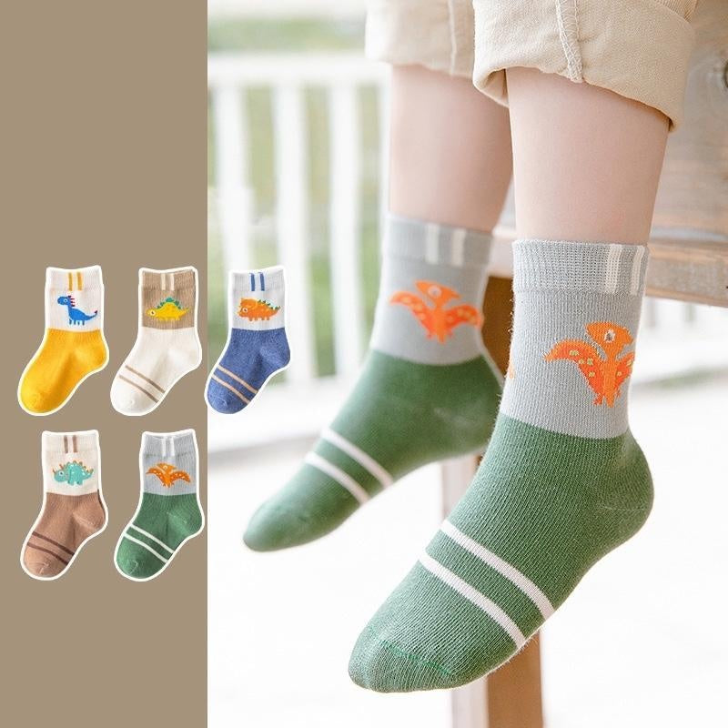 Hello Dino Cartoon Socks [Set of 5] - MomyMall