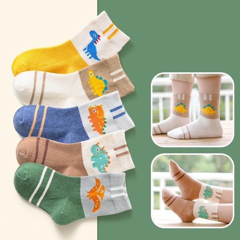 Hello Dino Cartoon Socks [Set of 5] - MomyMall