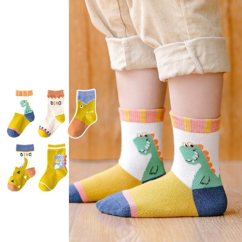 Hello Dino Cartoon Socks [Set of 5] - MomyMall