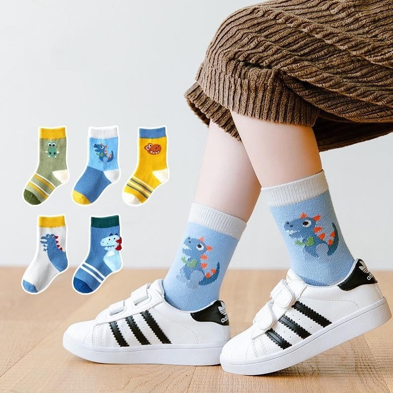 Hello Dino Cartoon Socks [Set of 5] - MomyMall