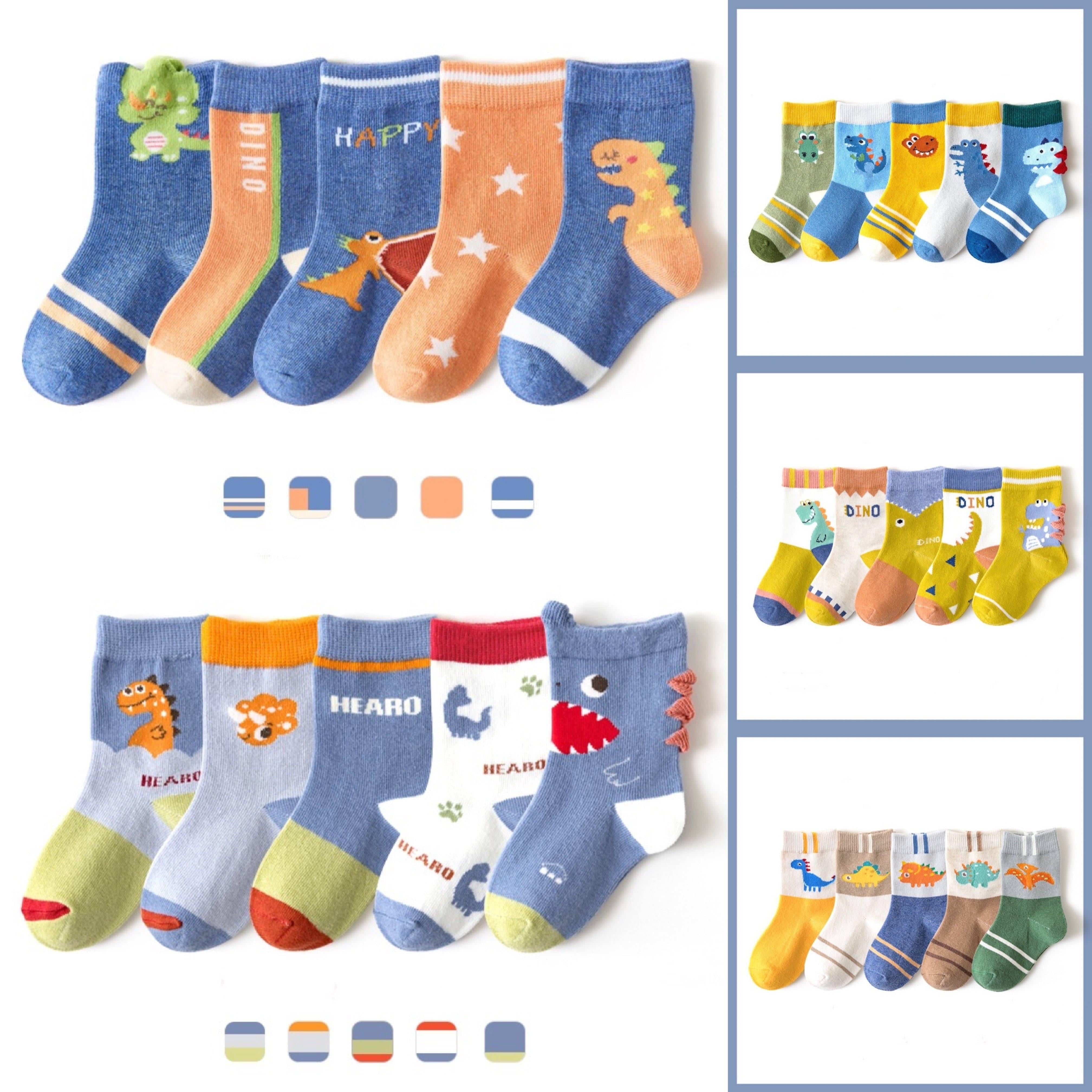 Hello Dino Cartoon Socks [Set of 5] - MomyMall