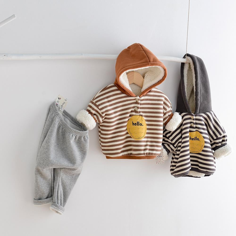 Hello! Stripes Winter Hooded Sweater