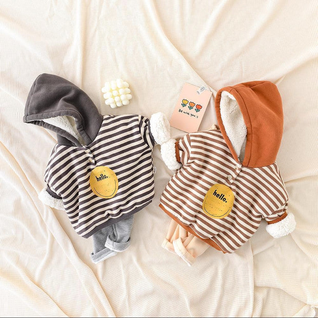 Hello! Stripes Winter Hooded Sweater