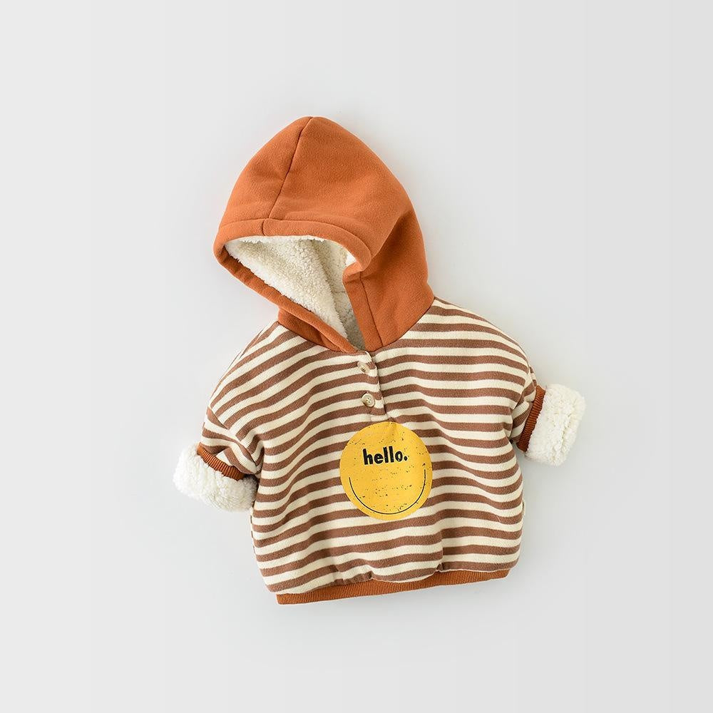 Hello! Stripes Winter Hooded Sweater