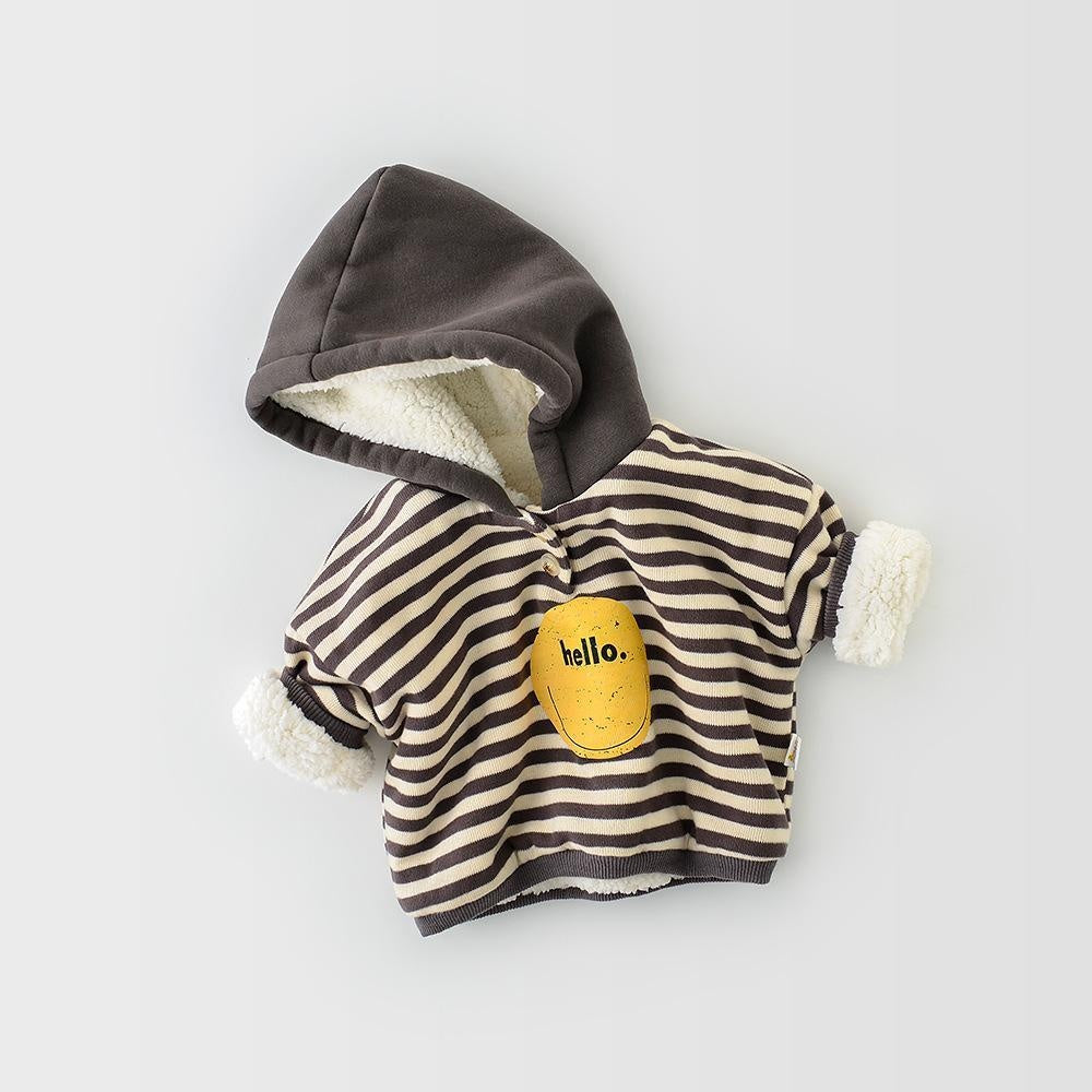 Hello! Stripes Winter Hooded Sweater