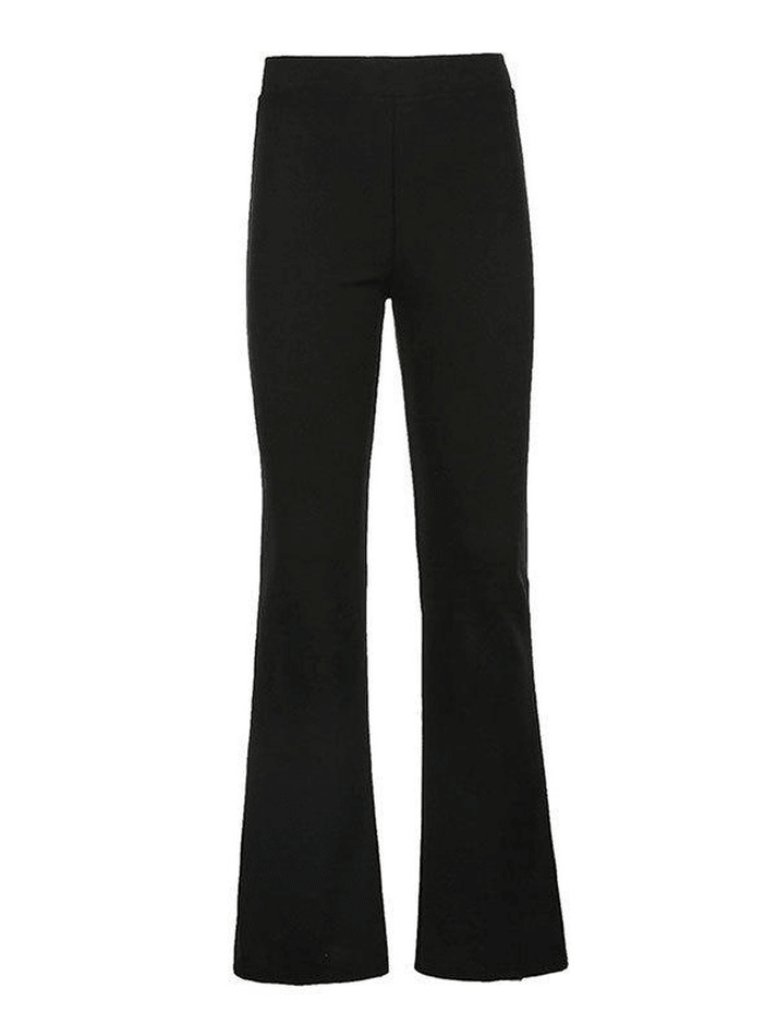 High Waist Solid Flare Leg Pants - MomyMall