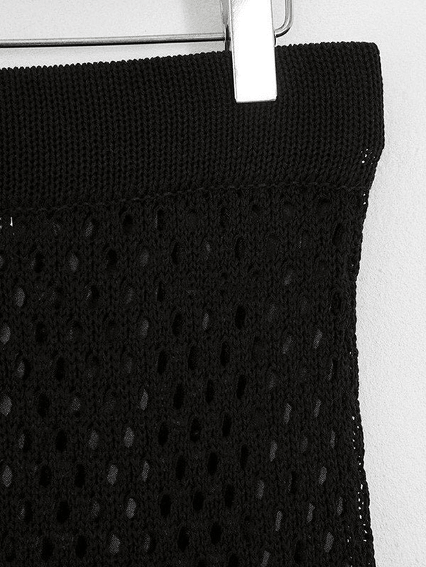 Hollow Out Crochet Split Maxi Skirt
