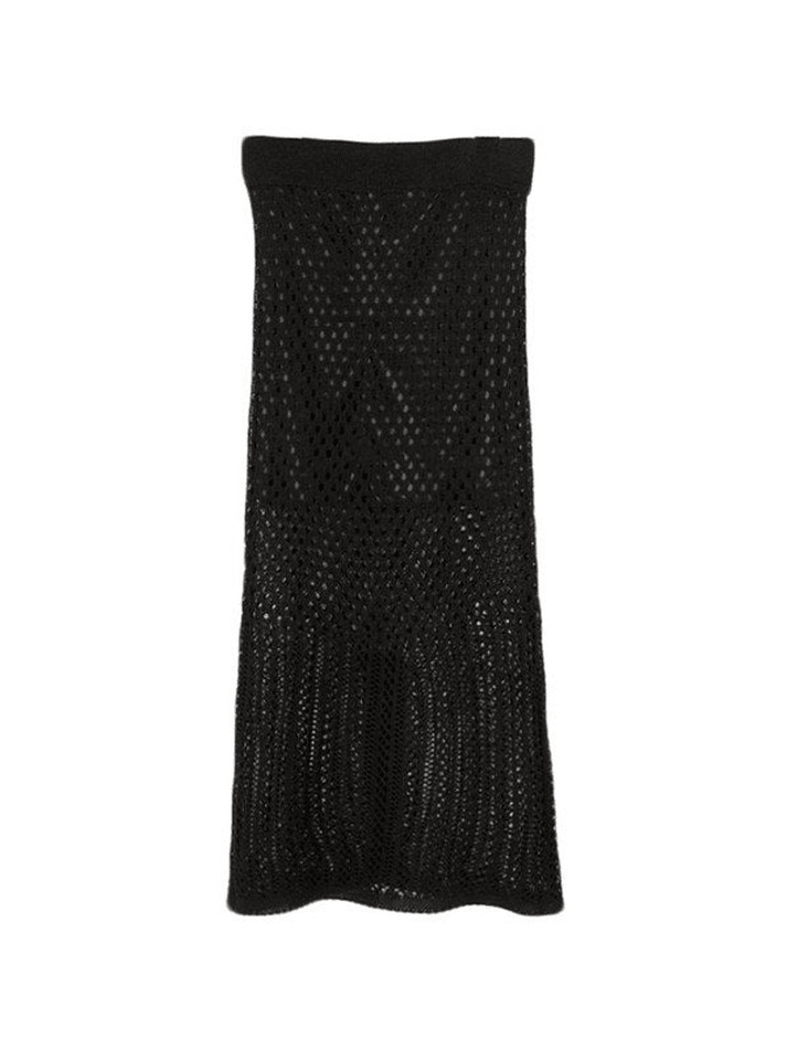 Hollow Out Crochet Split Maxi Skirt