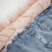 Holly Oversized Denim Fur Hooded Winter Coat Jacket - MomyMall