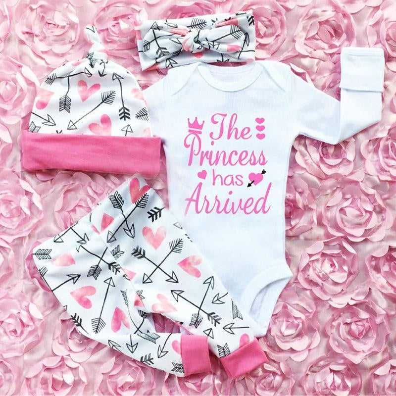 Baby Princess Letter Print Top + Pants + Headband