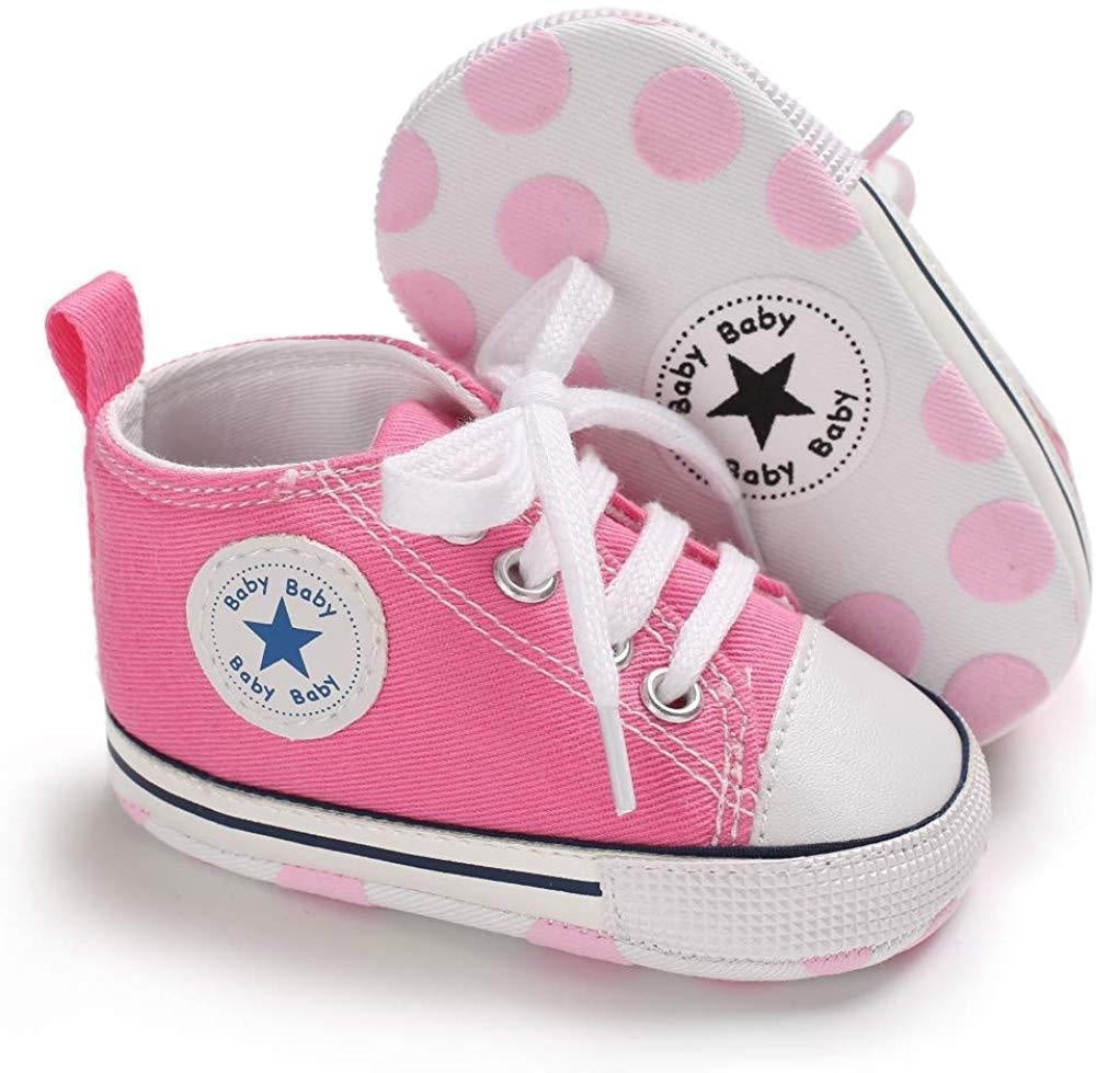 Baby Boys Girls Star High Top Sneaker Soft Anti-Slip First Walkers Denim Shoes - MomyMall