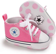 Baby Boys Girls Star High Top Sneaker Soft Anti-Slip First Walkers Denim Shoes - MomyMall Pink / 3-6Months