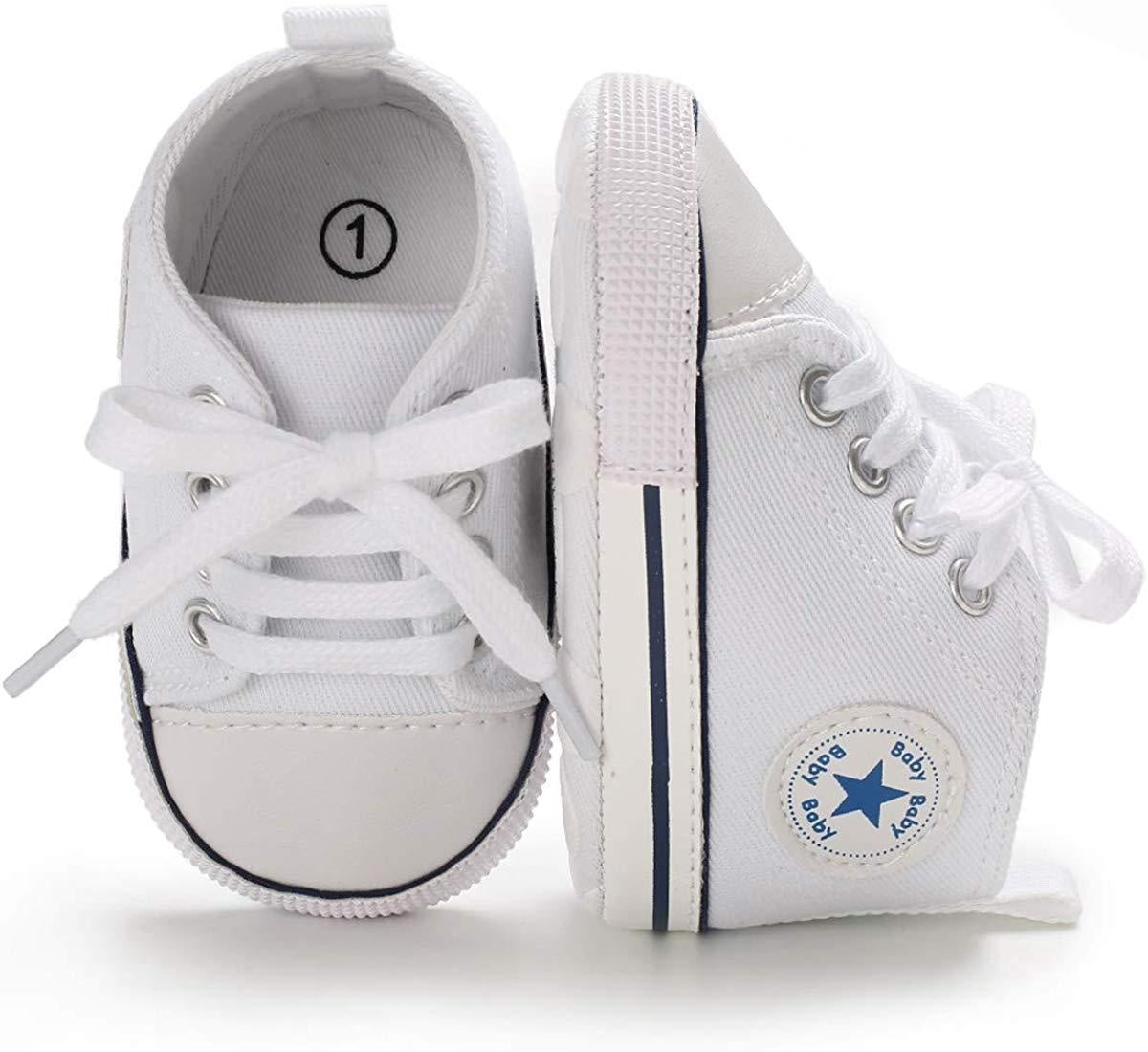 Baby Boys Girls Star High Top Sneaker Soft Anti-Slip First Walkers Denim Shoes - MomyMall