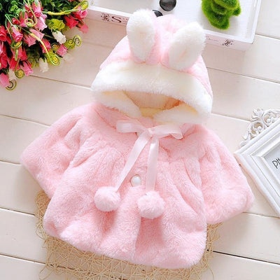 Newborn Baby Girls Autumn Winter Hooded Coat Cloak Jacket Thick Warm Clothes - MomyMall Pink / 6-12 Months