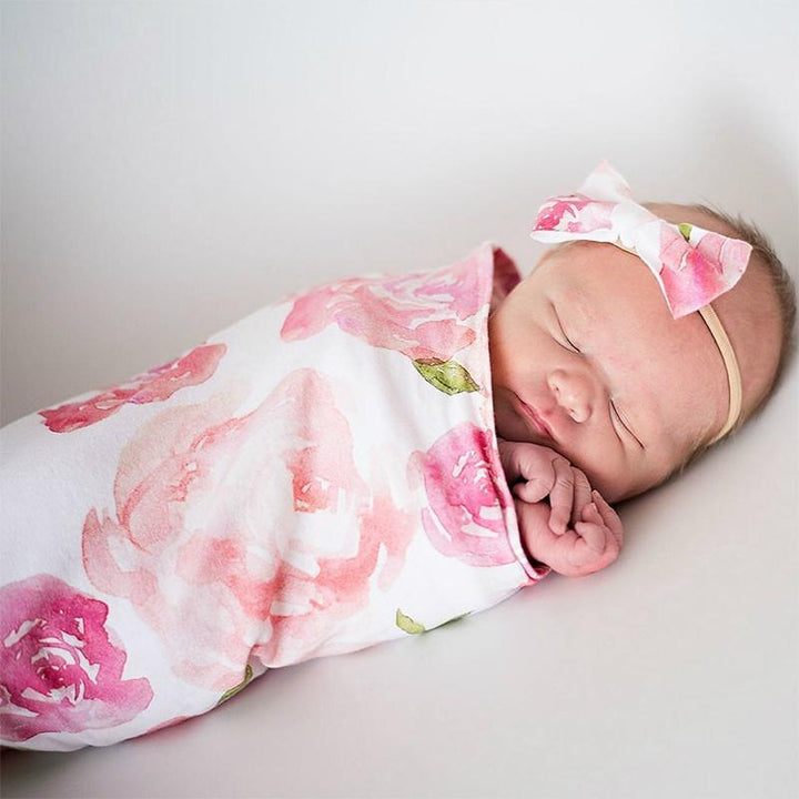 NewBorn Baby Floral Print Pajamas and Headband - MomyMall Newborn / Pink