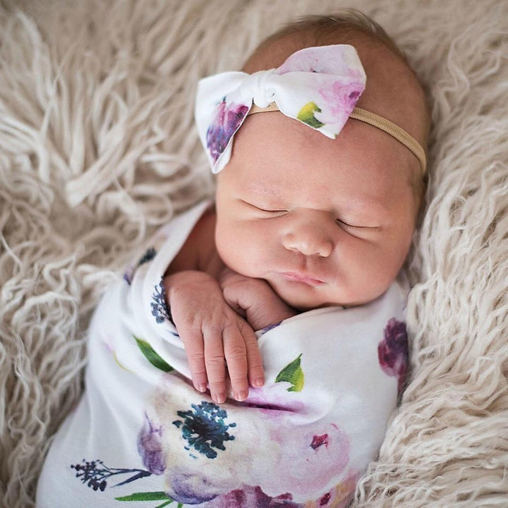NewBorn Baby Floral Print Pajamas and Headband - MomyMall