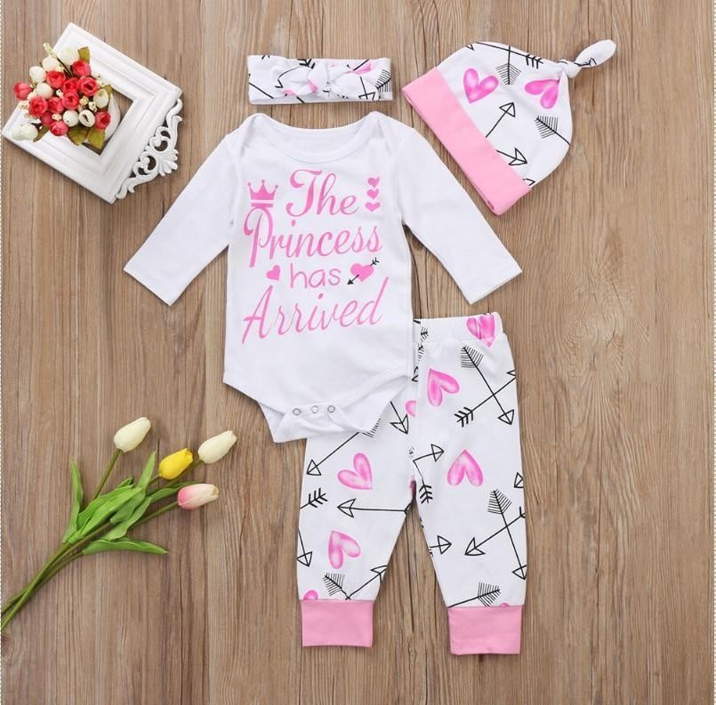 Baby Princess Letter Print Top + Pants + Headband