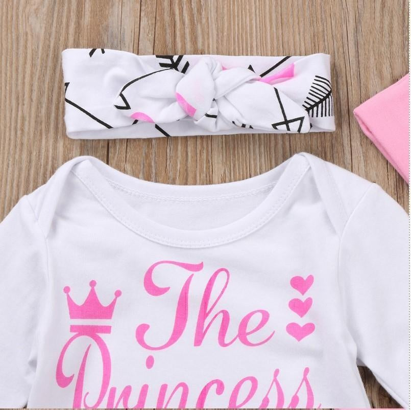 Bébé Princesse Lettre Imprimé Top + Pantalon + Bandeau