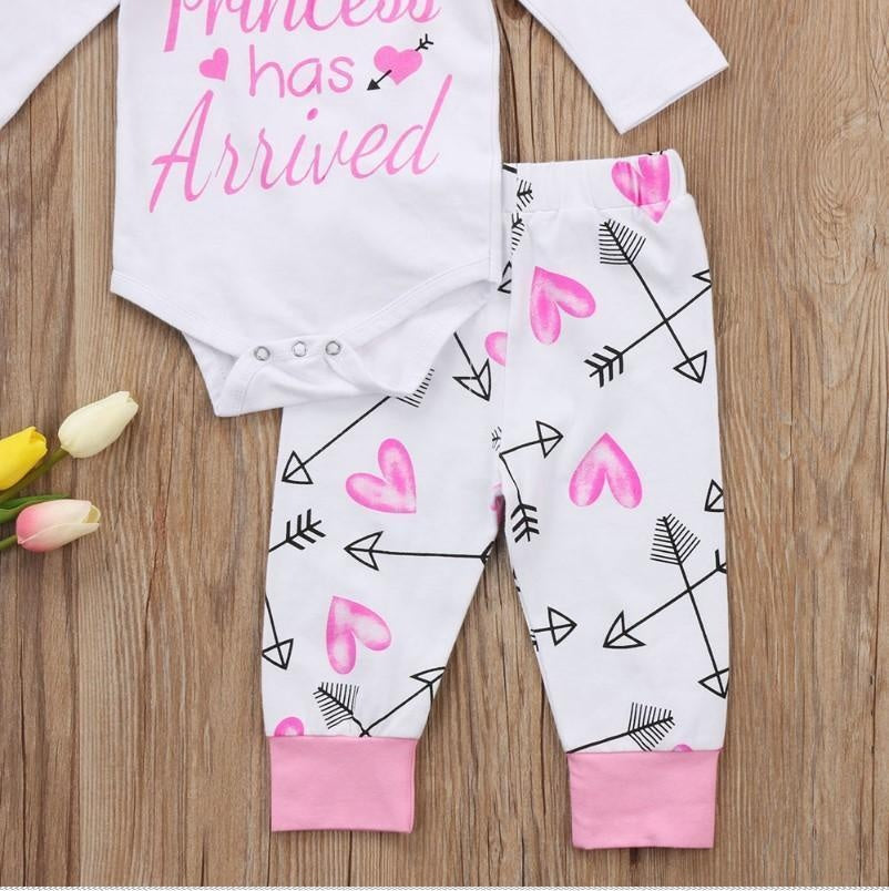 Baby Princess Letter Print Top + Pants + Headband