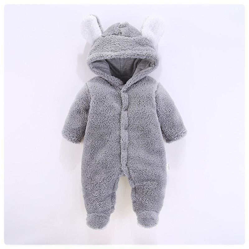 Baby 3D Bear Design Winter Hooded Jumpsuit - MomyMall