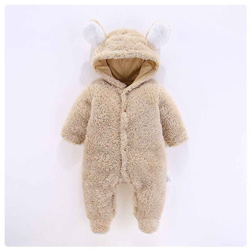 Baby 3D Bear Design Winter Hooded Jumpsuit - MomyMall