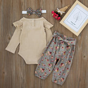 Baby Girl Lovely Bodysuit and Flower Pants Set - MomyMall