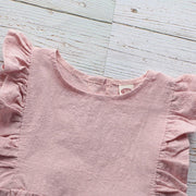 Baby Linen Ruffled Overalls Jumpsuit - MomyMall