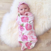 Lovely NewBorn Baby Floral Print Pajamas and Headband - MomyMall