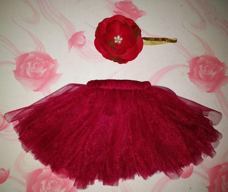 Newborn Photography Princess Tutu Skirt Headband-Burgundy - MomyMall