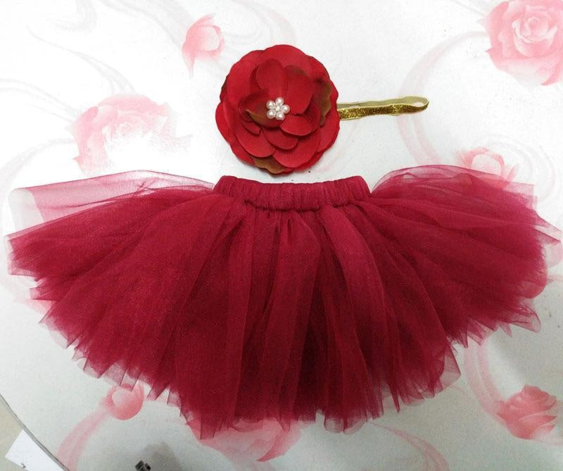 Newborn Photography Princess Tutu Skirt Headband-Burgundy - MomyMall